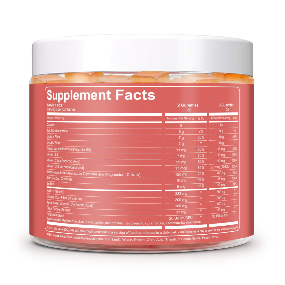Gummies Migcopat aux fibres naturelles 10G sur une assiette
