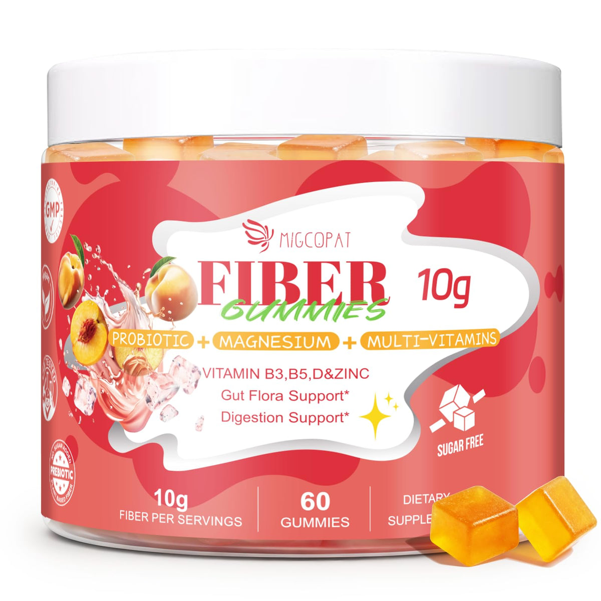 Gummies Migcopat de Fibres 10g avec Probiotiques, vue de face