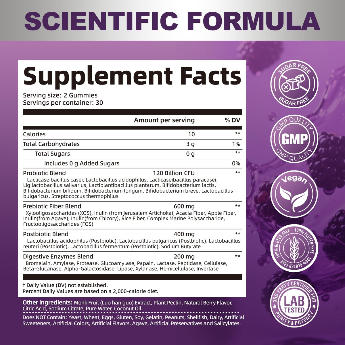 Gummies Migcopat Pré, Pro & Postbiotiques 60 unités avec ingrédients