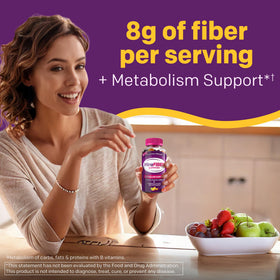 Gummies MiraFIBER de MiraLAX, détail sur l'emballage avec les ingrédients