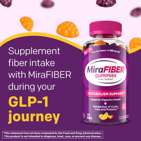 Gummies MiraFIBER de MiraLAX, vue de côté montrant la texture des gummies