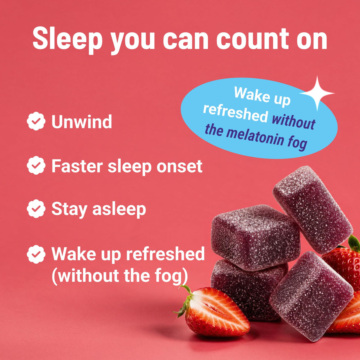 Gummies MoonBrew Fraise Sommeil en gros plan