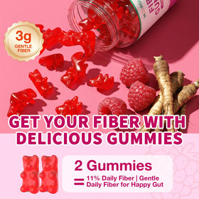 Gummies MOORGUMY avec des fruits en arrière-plan