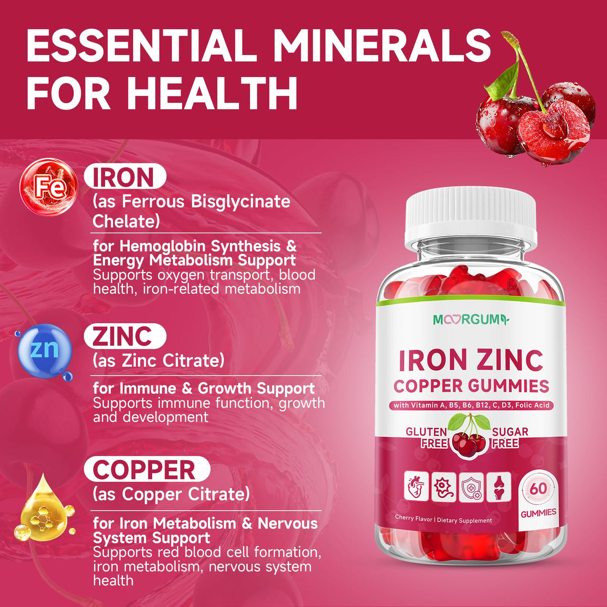 Gummies MOORGUMY cerise, présentation des ingrédients
