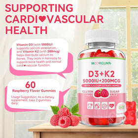 Gummies MOORGUMY Vitamine D3 K2 5000UI 200mcg avec une cuillère