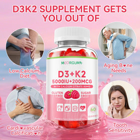 Gummies MOORGUMY Vitamine D3 K2 5000UI 200mcg en gros plan
