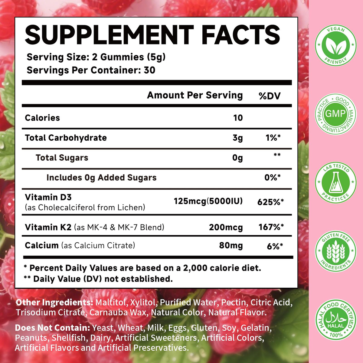 Gummies MOORGUMY Vitamine D3 K2 5000UI 200mcg vue de côté