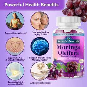 Gummies Moringa Bio AuraraNeNourish avec une cuillère