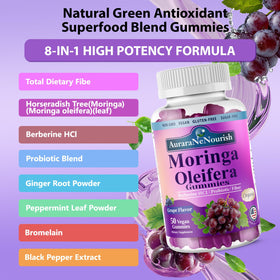 Gummies Moringa Bio AuraraNeNourish sur une table