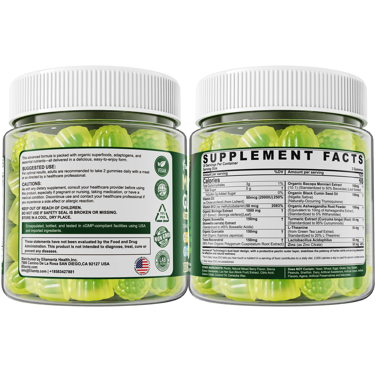 Gummies Moringa ELLAMENTZ 1000mg avec fruits