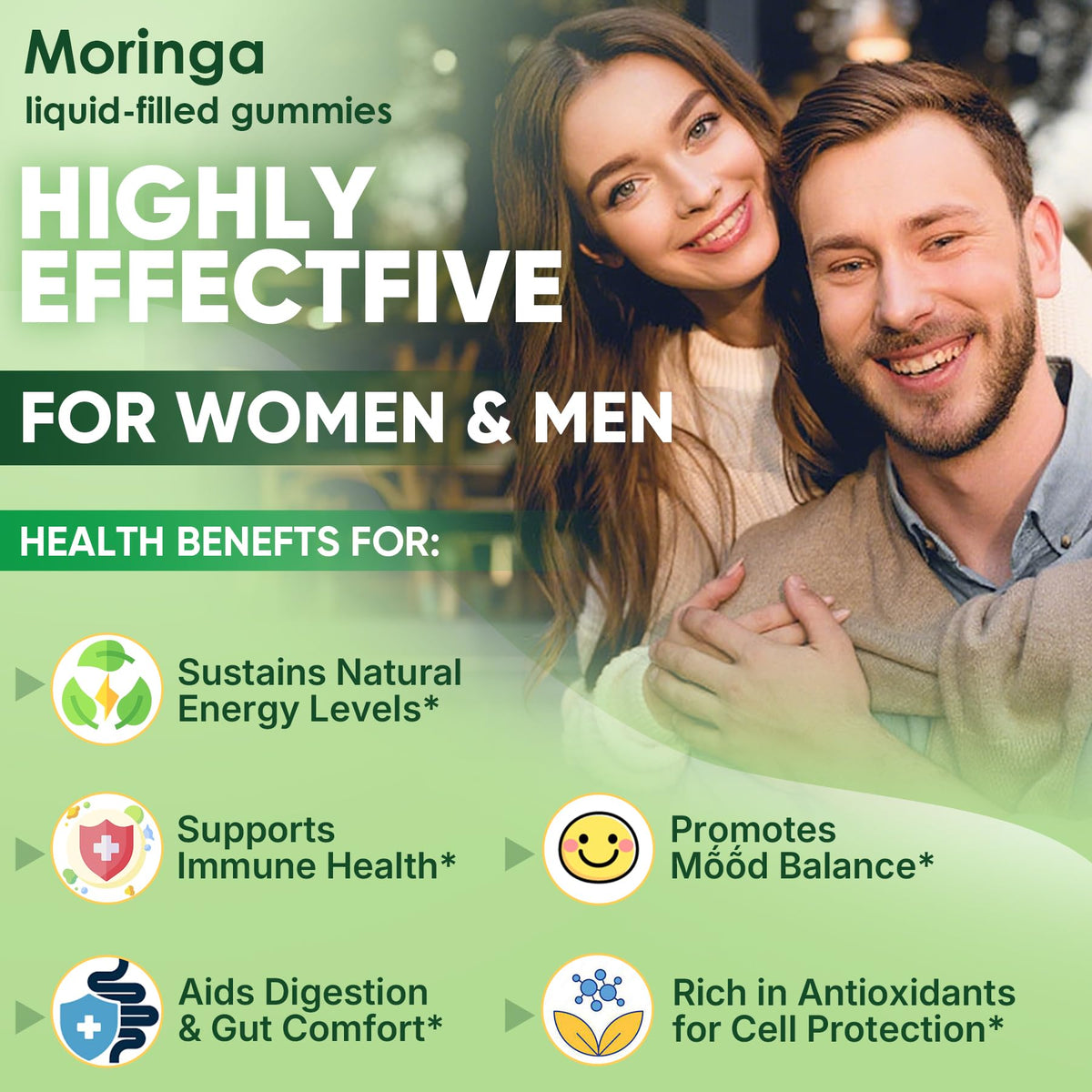 Gummies Moringa ELLAMENTZ 1000mg dans un bol