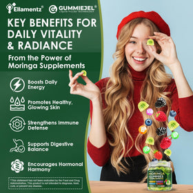 Gummies Moringa ELLAMENTZ 1000mg prise en main, texture douce