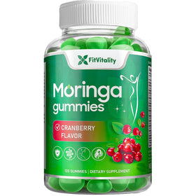 Gummies Moringa FitVitality en bouteille avec étiquette visible
