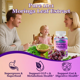 Gummies Moringa Oleifera AuraraNeNourish avec étiquette visible