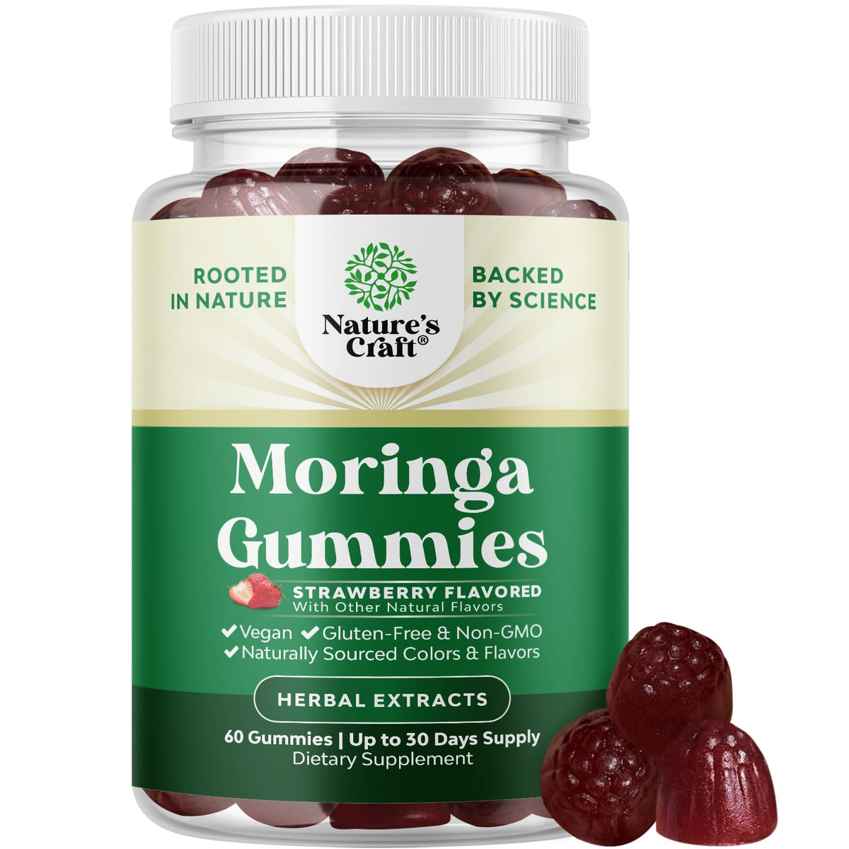 Gummies Moringa renforcées Natures Craft, emballage avant