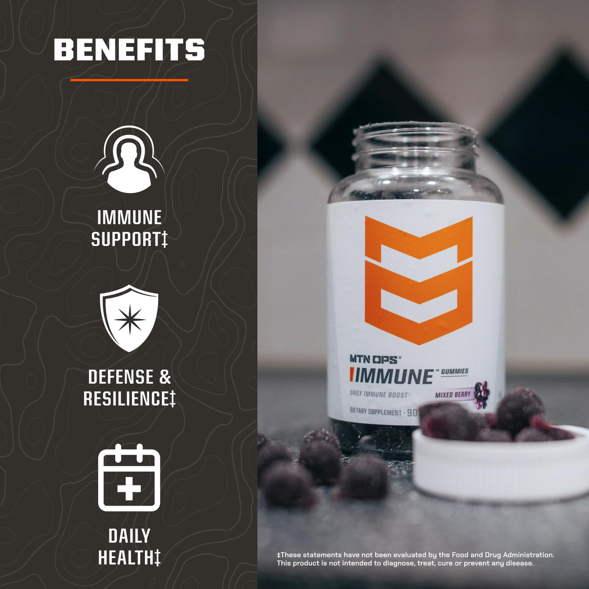 Gummies MTN OPS au sureau, présentation sur une table
