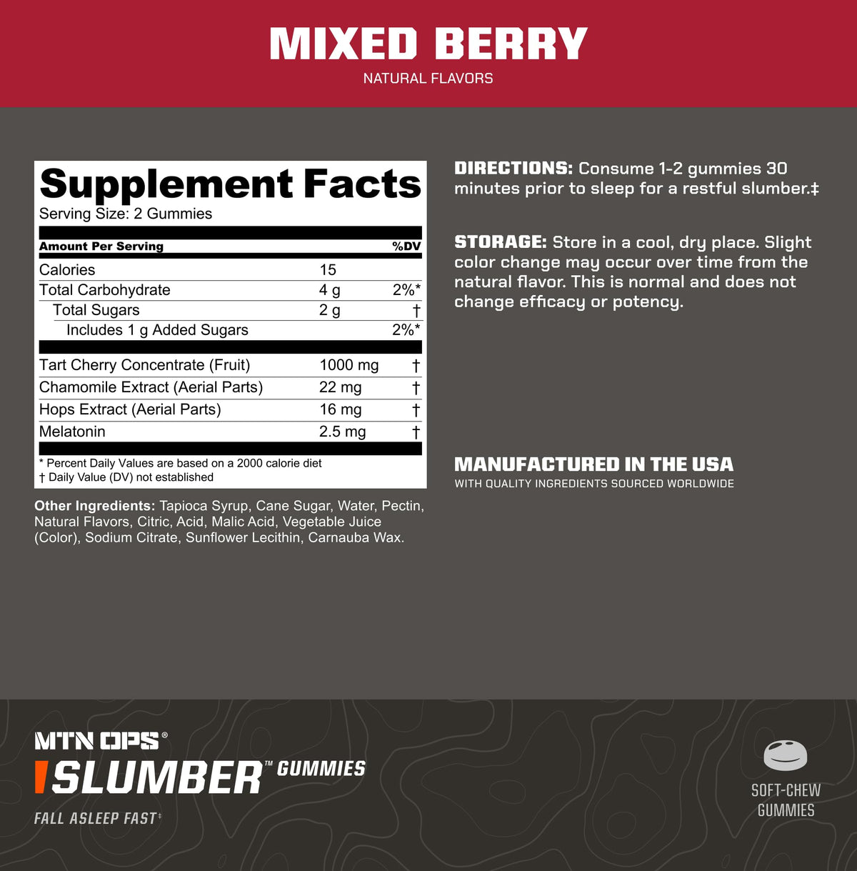 Gummies MTN OPS Slumber sur une surface en bois