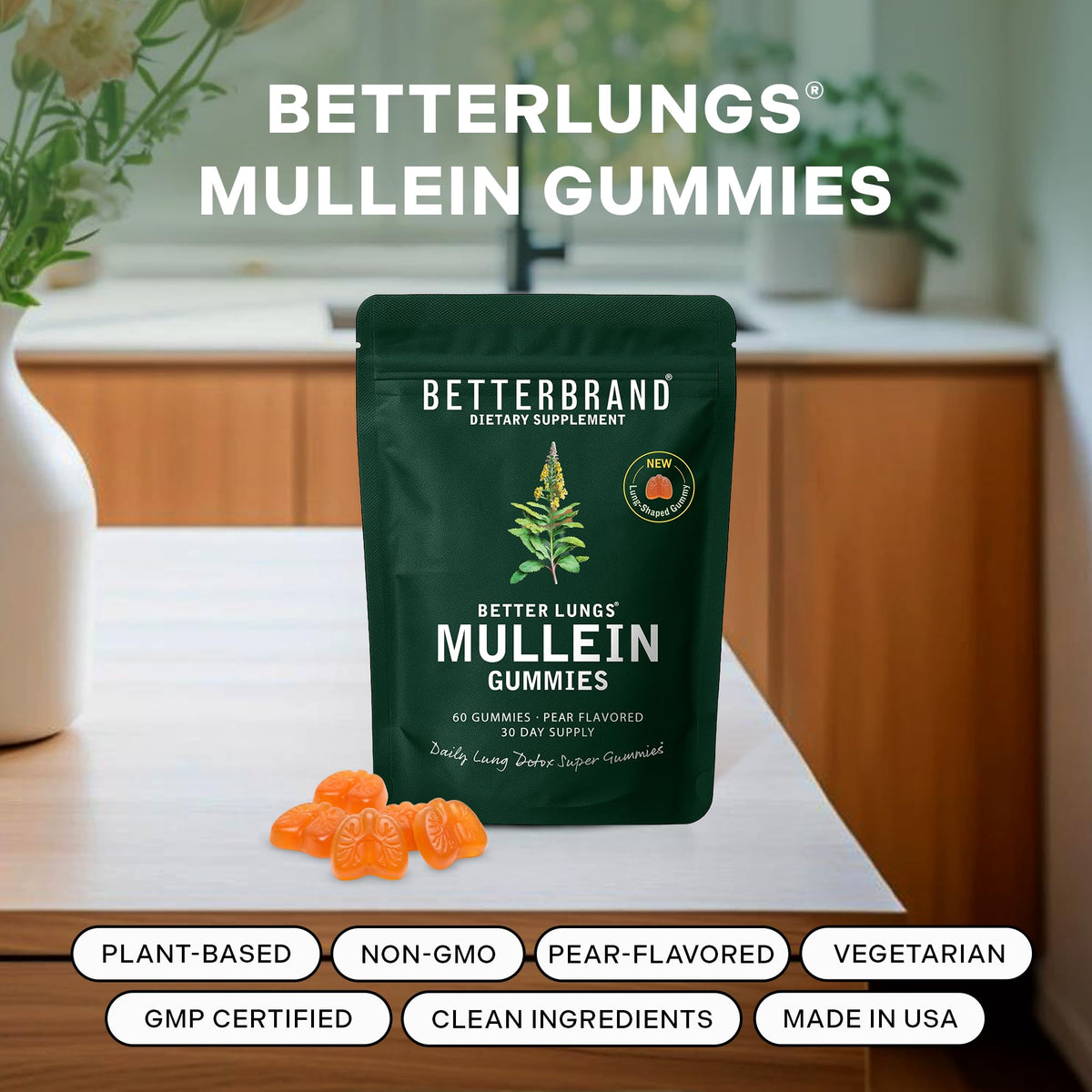 Gummies Mullein Betterbrand 2000mg vue arrière avec ingrédients