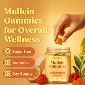 Gummies Mullein Kynis & co. dans une main, mise en avant du goût