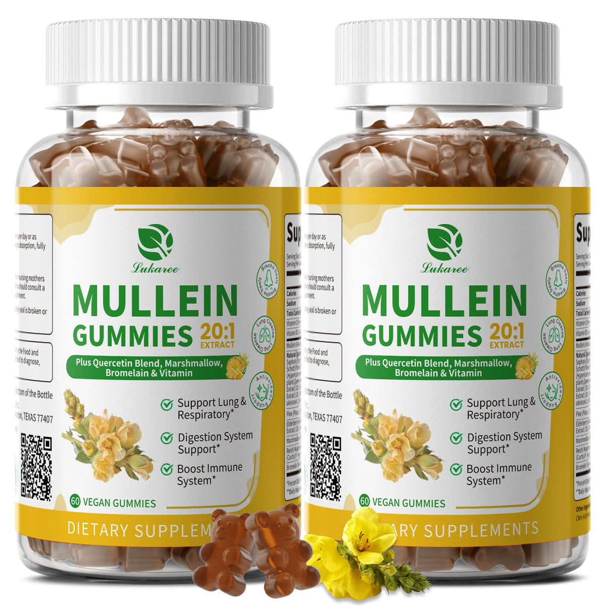 Gummies Mullein Lukaree 120 comprimés vue de face
