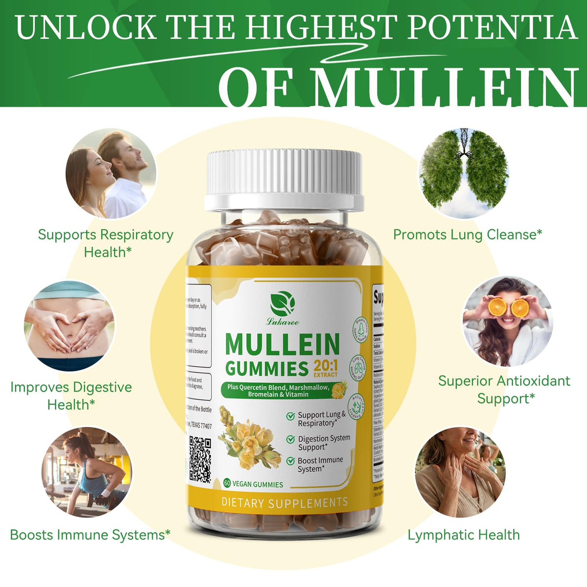 Gummies Mullein Lukaree avec une cuillère