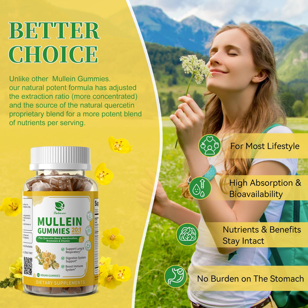 Gummies Mullein Lukaree sur une table en bois