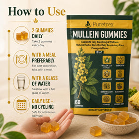 Gummies Mullein PURETREX avec un verre d'eau