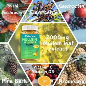 Gummies Mullein Putaojun avec une cuillère en bois