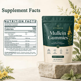 Gummies Mullein QNJIX avec ingrédients frais en arrière-plan
