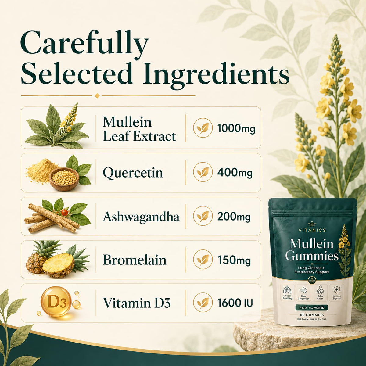 Gummies Mullein QNJIX avec une tranche de poire à côté
