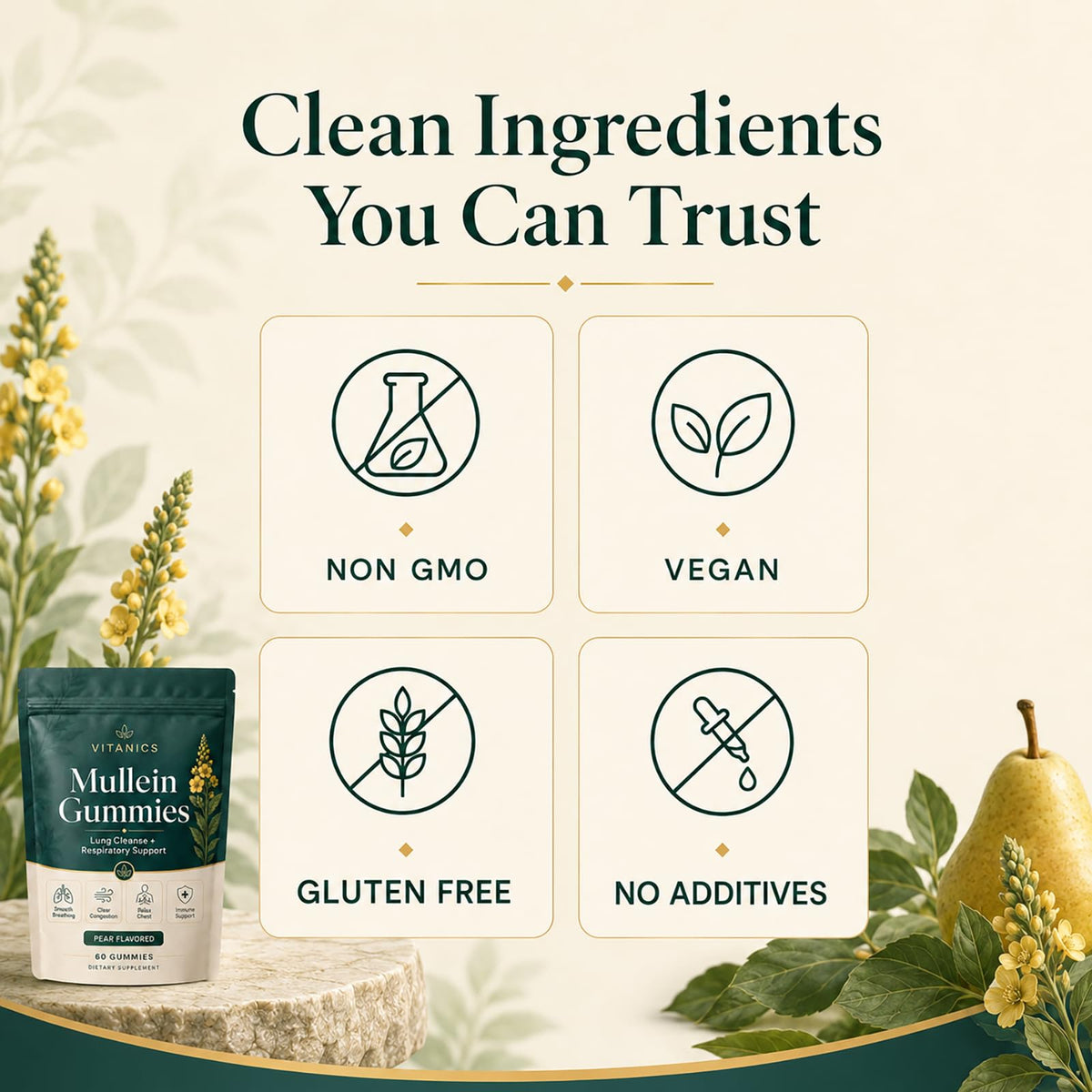 Gummies Mullein QNJIX, emballage ouvert avec gummies visibles