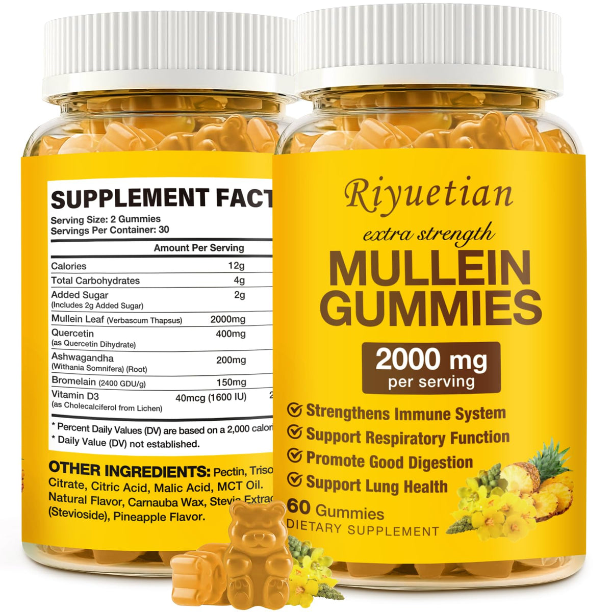 Gummies Mullein Riyuetian 2000mg en boîte vue de face