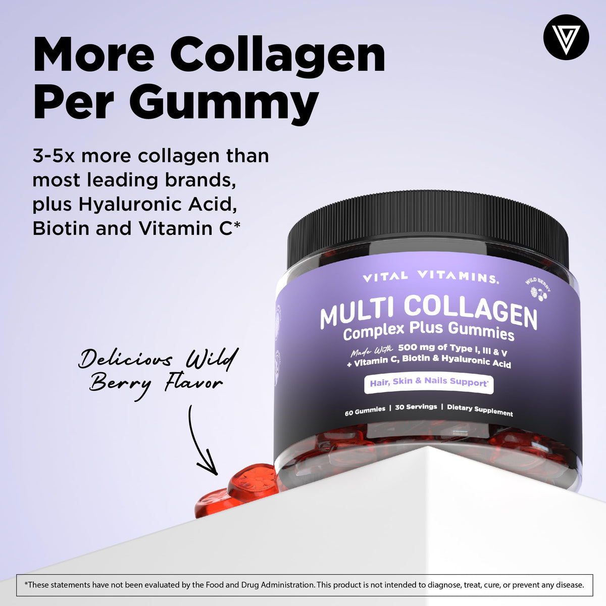 Gummies Multi Collagène Vital Vitamins avec Acide Hyaluronique