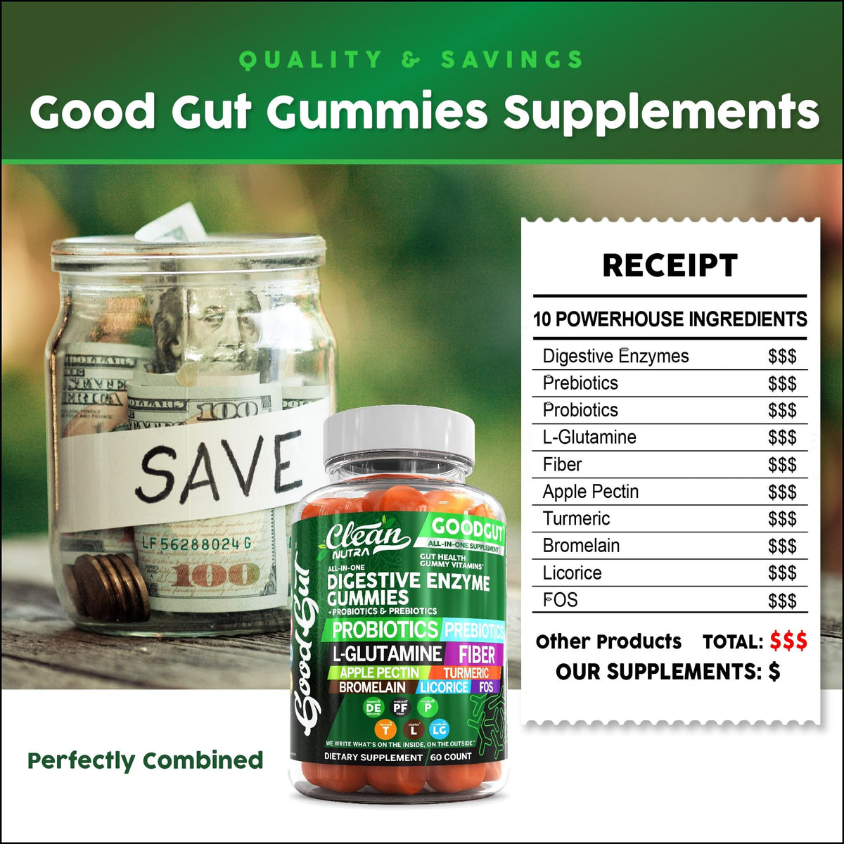 Gummies multi-enzymes Clean Nutraceuticals 422g dans un bol