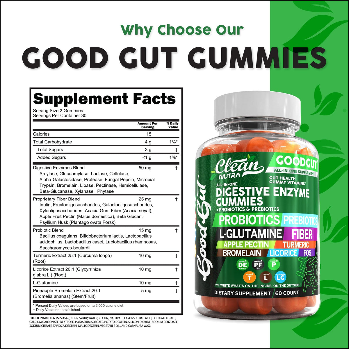 Gummies multi-enzymes Clean Nutraceuticals 422g en gros plan