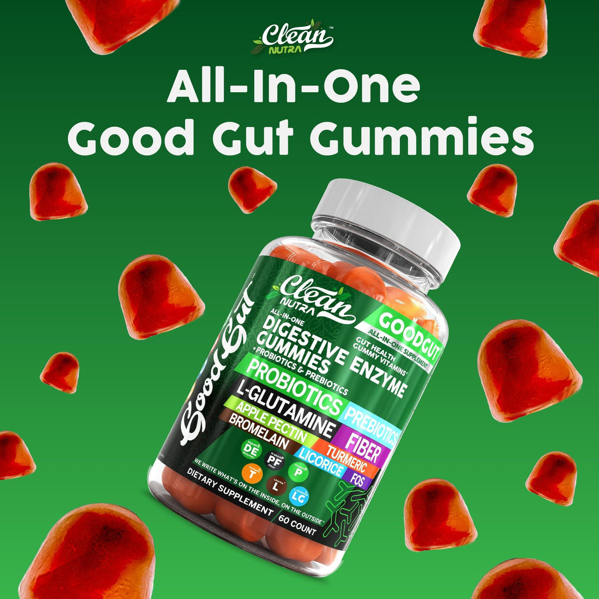Gummies multi-enzymes Clean Nutraceuticals 422g ouvertes