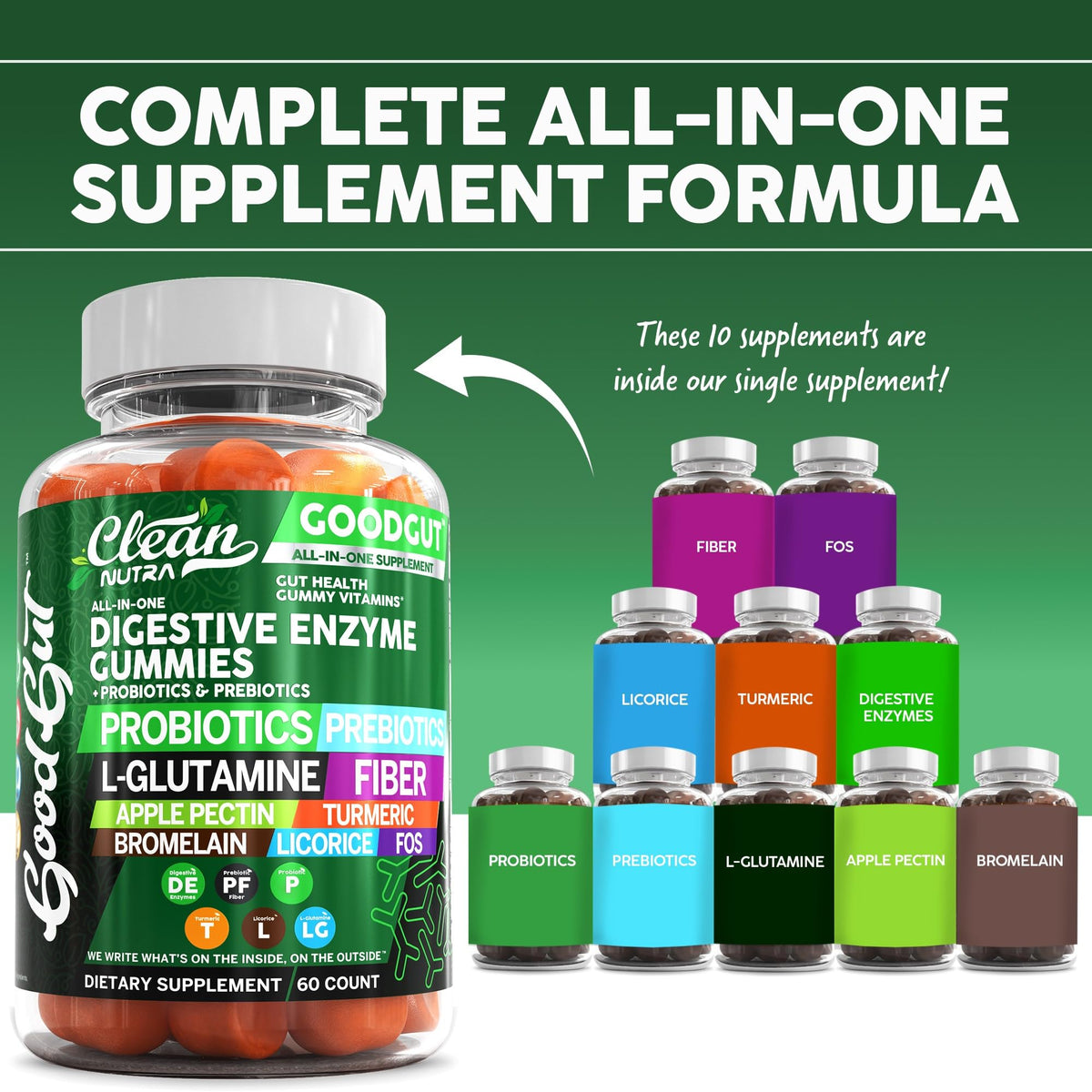 Gummies multi-enzymes Clean Nutraceuticals 422g vue arrière
