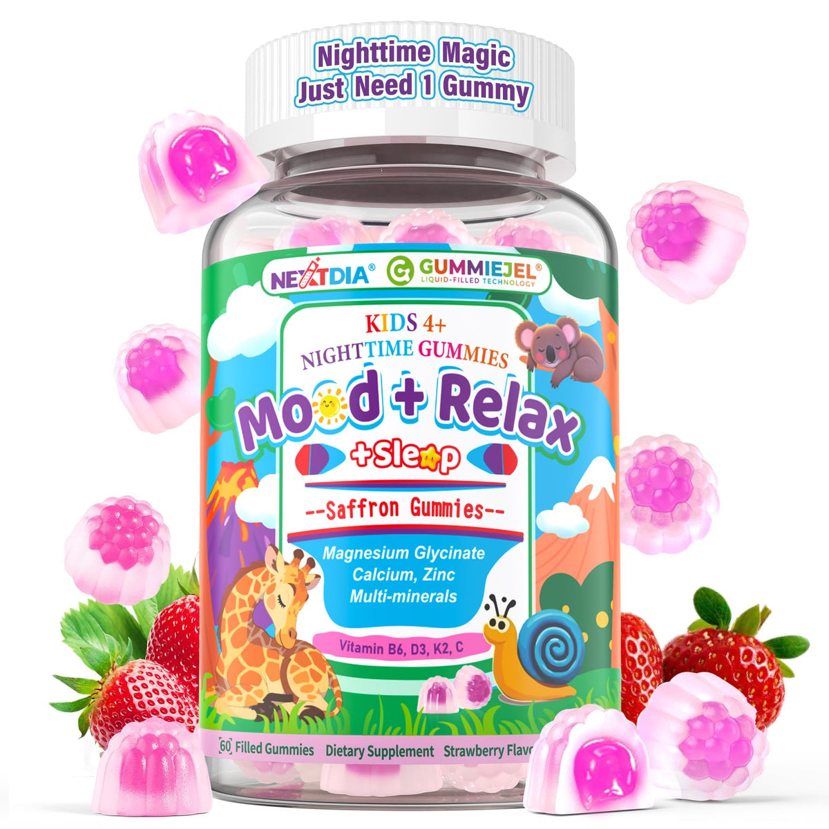 Gummies multiminéraux Nextdia pour enfants 230g, pot ouvert
