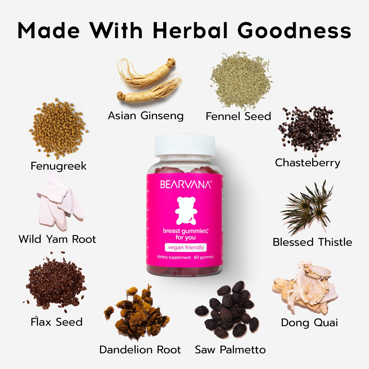Gummies multivitamines BEARVANA avec racine de maca et ginseng asiatique
