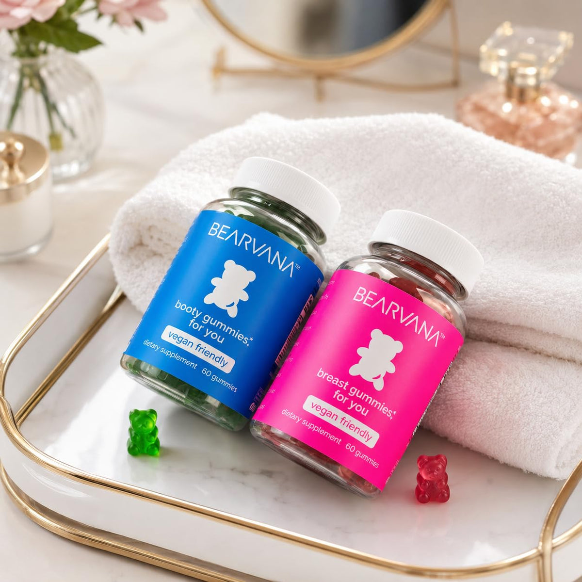 Gummies multivitaminés BEARVANA avec une cuillère en bois