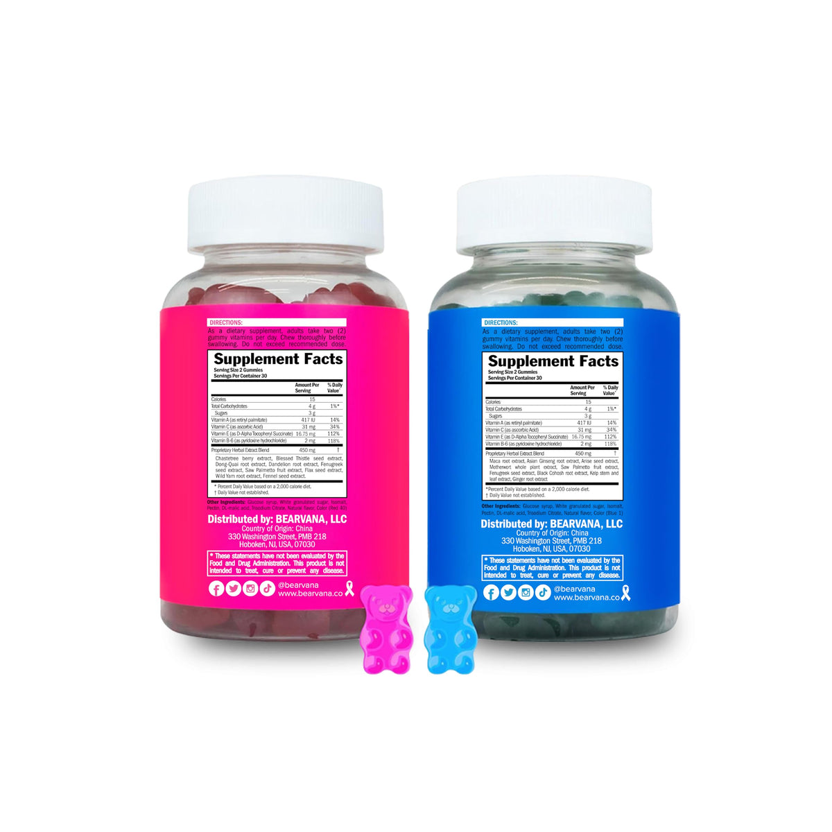 Gummies multivitaminés BEARVANA présentation de plusieurs gummies