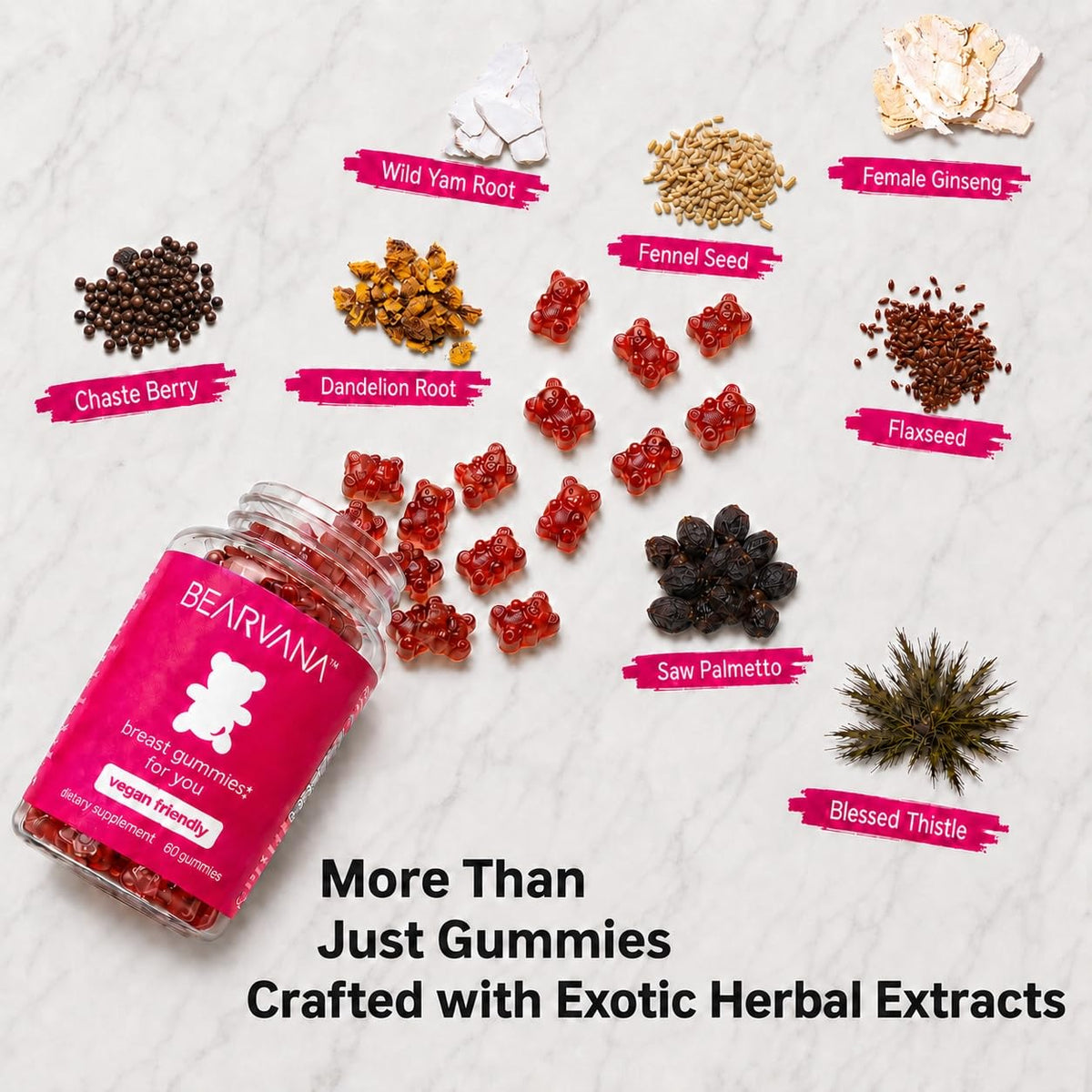Gummies multivitaminés BEARVANA vue de côté avec étiquette