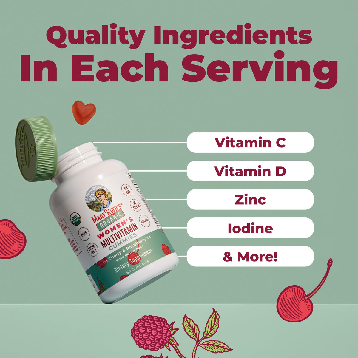 Gummies multivitamines bio MARYRUTH'S, vue de côté