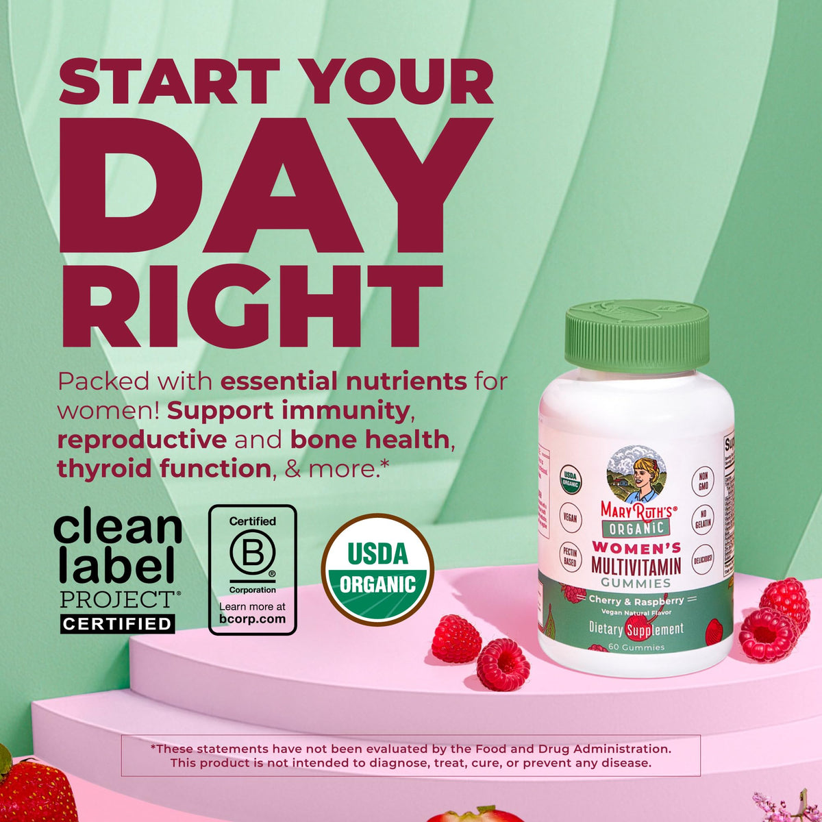 Gummies multivitamines bio MARYRUTH'S, vue de face avec étiquette