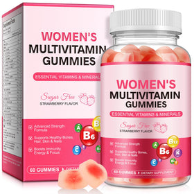 Gummies multivitamines DCTTVHVD pour femmes, pot de 60 gummies saveur fraise
