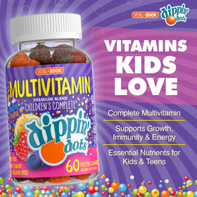 Gummies multivitamines Dippin' Dots en forme de fruits arc-en-ciel