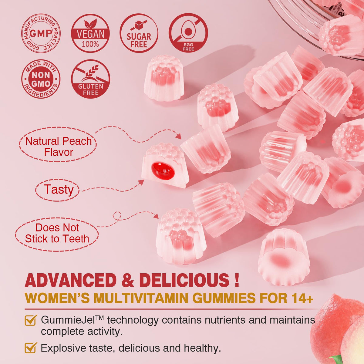 Gummies multivitamines EnvyCure, détail de la texture des gummies