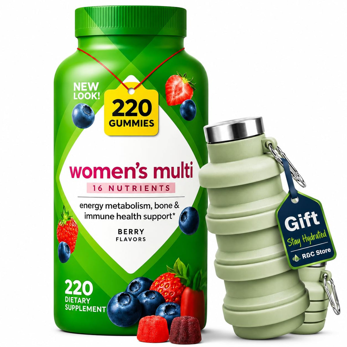 Gummies multivitamines femme R&C Store 220 pièces vue de face