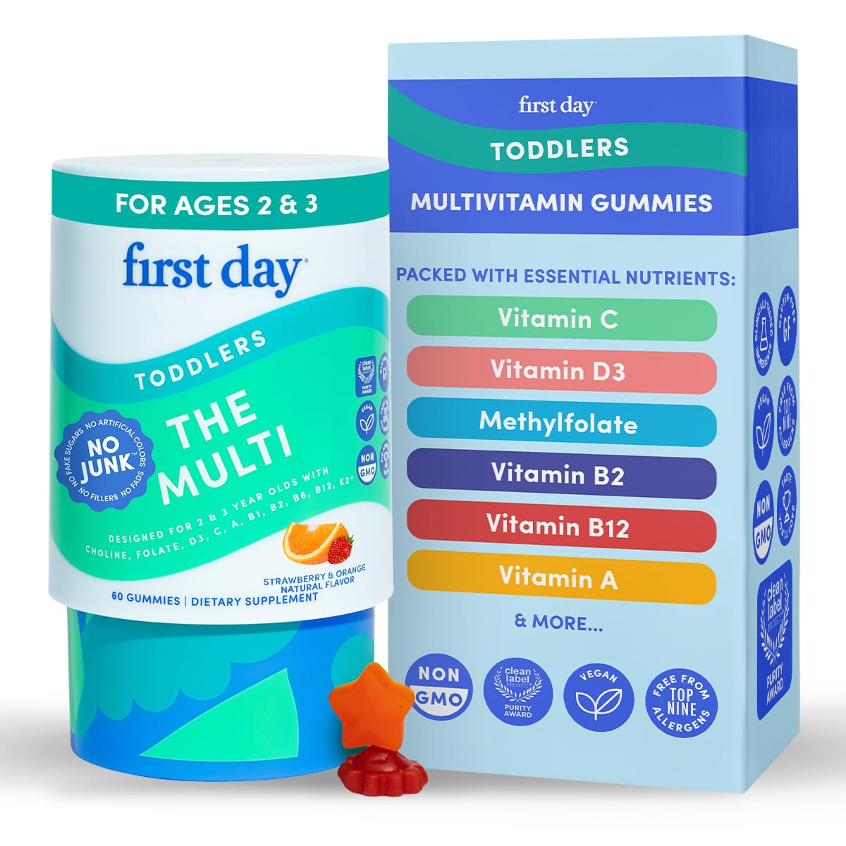 Gummies multivitamines FIRST DAY pour enfants, 60 unités, vue de face