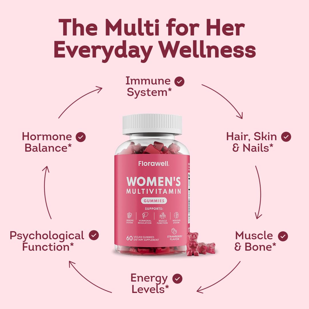 Gummies multivitamines Florawell avec fraises fraîches